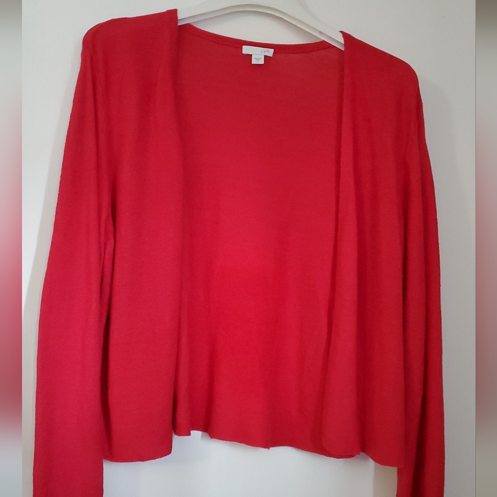 J. Jill Coral Red Light Spring Open Front Cardigan, XL, 16-20